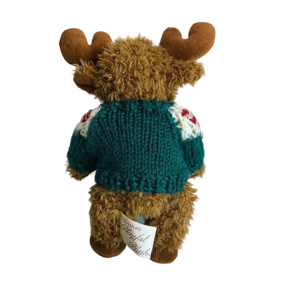 CHRISHA CREATIONS Vintage Moose Plush 1996 Toy Stuffed Animal Winter Sweater - Picture 6 of 11